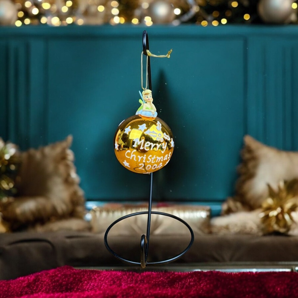 Retired Tinker Bell 2004 Gold Ball Ornament Disney
